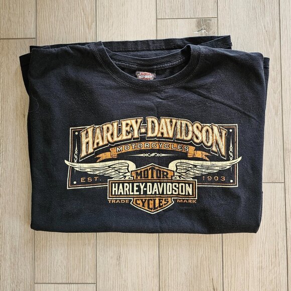 Harley Davidson Tee Shirt Men's 3XL - Short Sleeves - Black With Logo - APOL'S - Picture 6 of 6